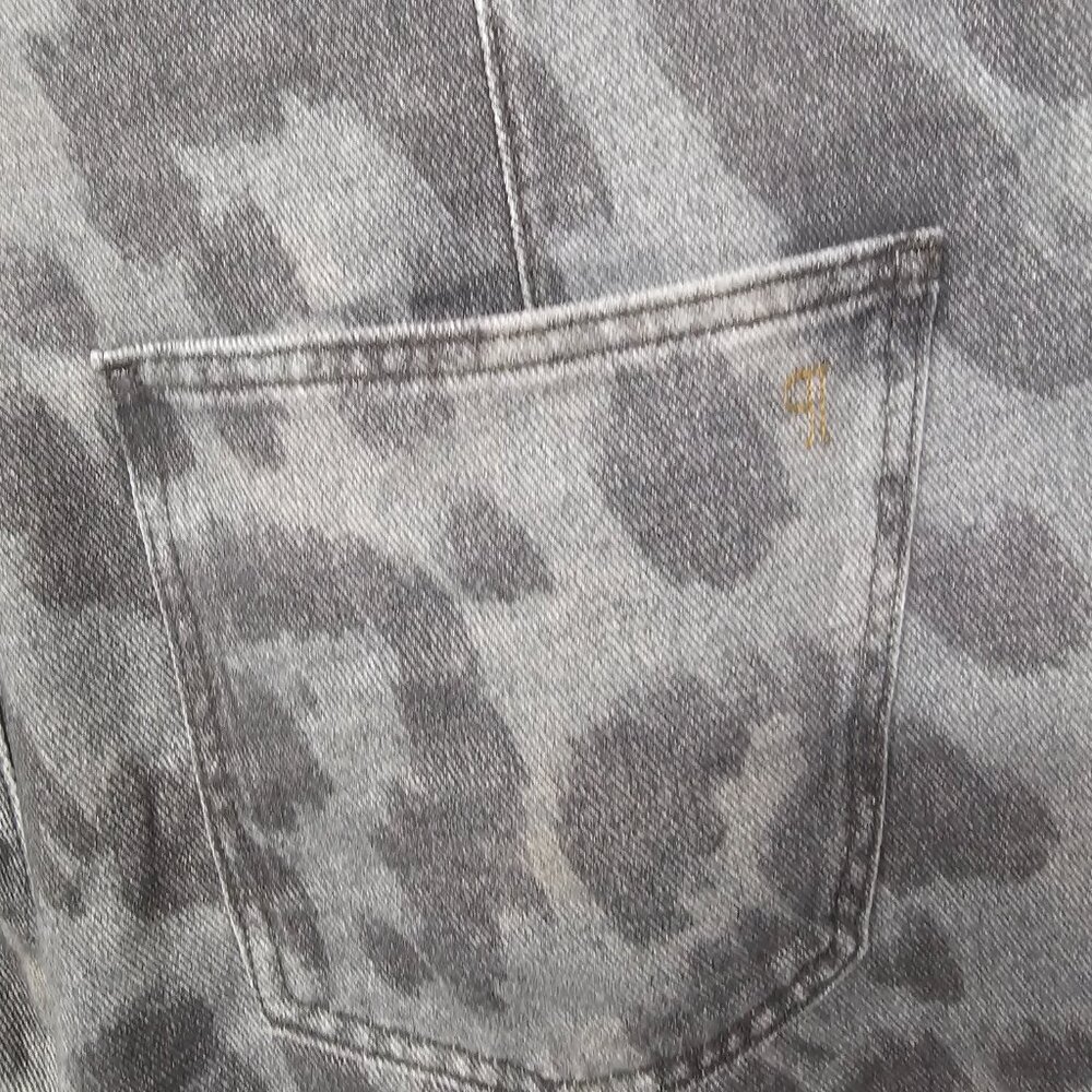 Anthropologie Pilcro Jeans Gray Leopard Super Wide Leg Crop Cuffed 31 - Picture 5 of 10